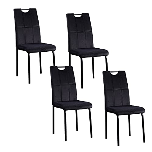 HTI-Living Stuhl Denton Velvet Schwarz Esszimmerstuhl Samt 4-teilig von HTI-Living