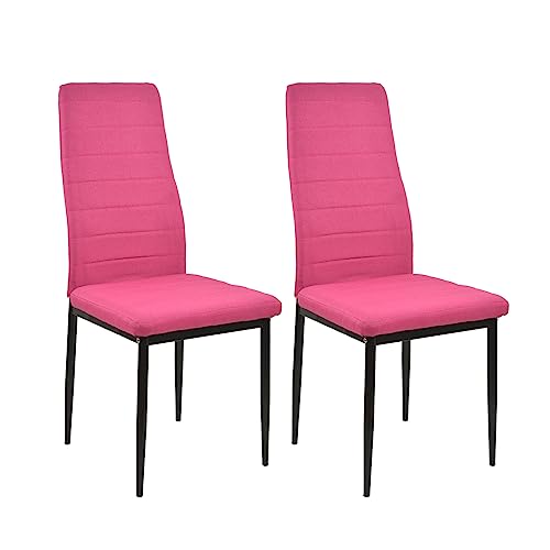 HTI-Living Stuhl Memphis Webstoff 2er-Set Esszimmerstuhl Metallgestell Vierfuß Pink von HTI-Living