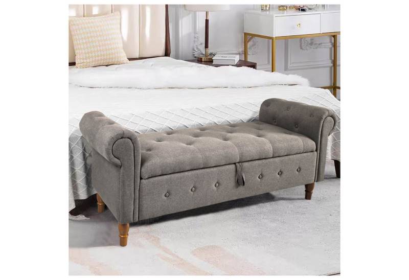 HTI-Living Truhenbank Gepolsterte Sitzbank mit Truhe Lora Leinen Grau (Stück, 1-St., 1 Sitzbank), Garderobenbank Récamière von HTI-Living