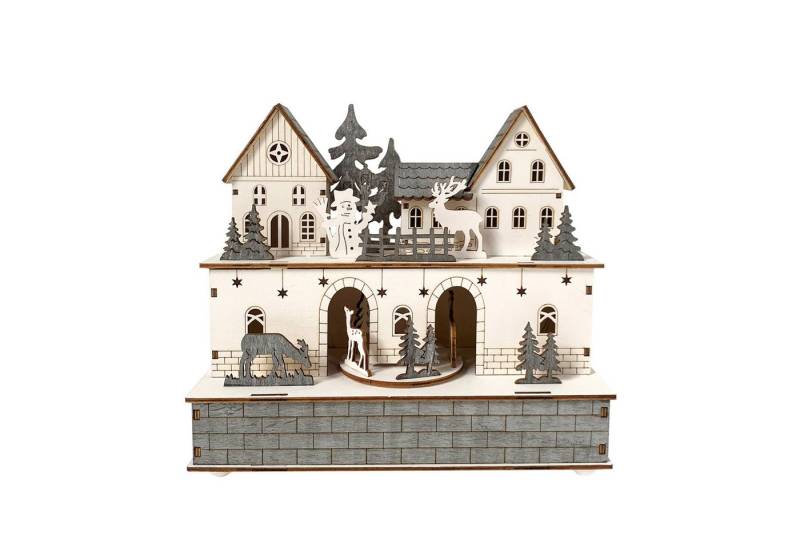 HTI-Living Weihnachtshaus LED Weihnachtshaus Weiß Grau, Leuchtdeko batteriebetrieben HTI-Living Weihnachtshaus LED Weihnachtshaus Weiß Grau, Leuchtdeko batteriebetrieben von HTI-Living