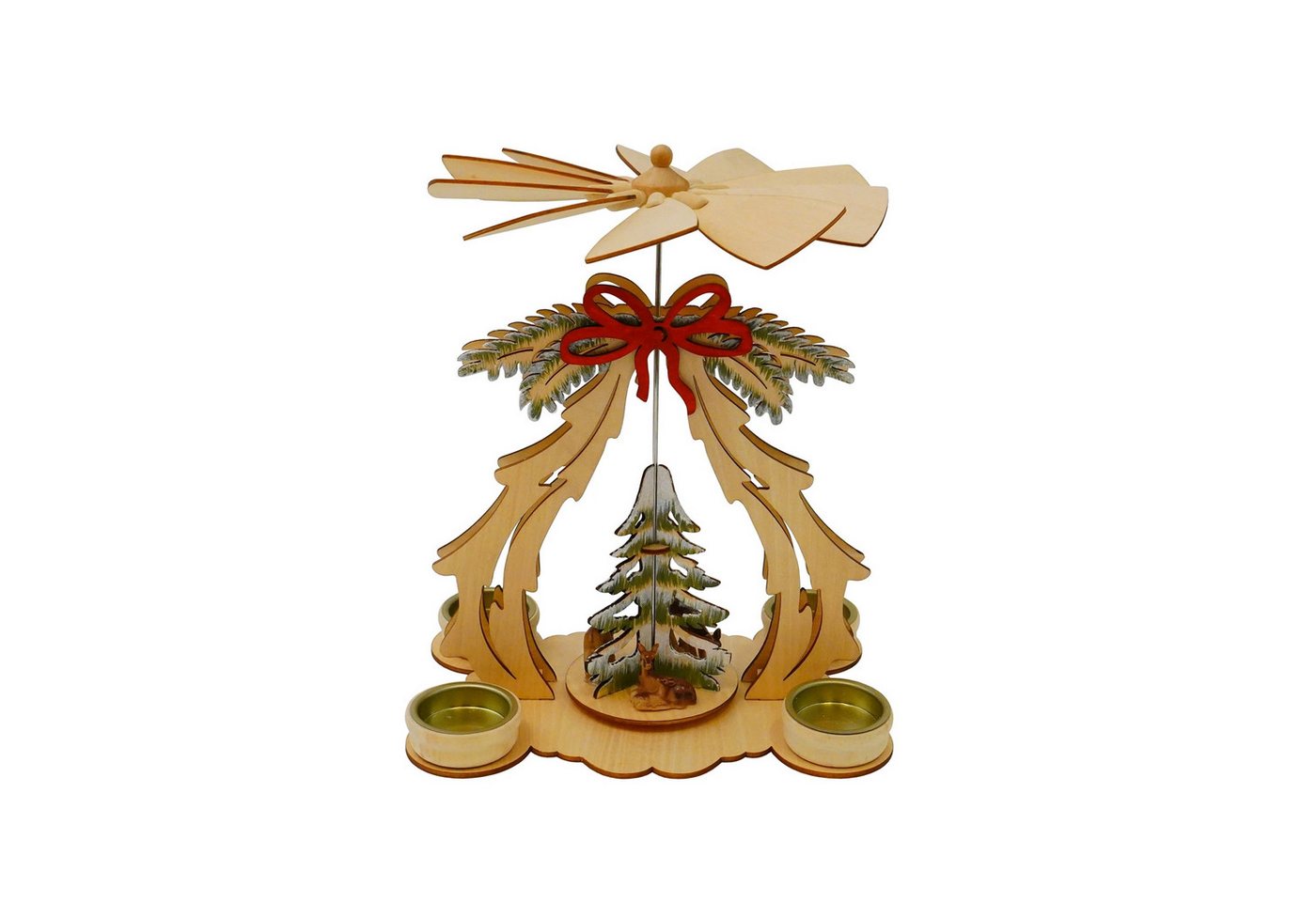 HTI-Living Weihnachtspyramide Tischpyramide mit Tannenbaum und Schleife, Holzpyramide Weihnachtspyramide für 4 Teelichter HTI-Living Weihnachtspyramide Tischpyramide mit Tannenbaum und Schleife, Holzpyramide Weihnachtspyramide für 4 Teelichter von HTI-Living