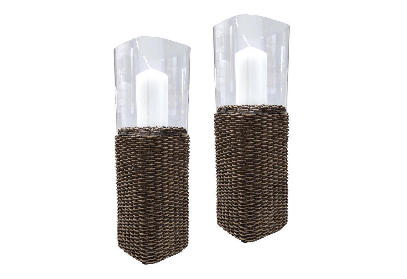 HTI-Living Windlicht Windlicht 2er Set Rattanoptik (Set, 2 St., 2 Windlichter ohne Dekoration), Kerzenhalter Kerzenständer von HTI-Living