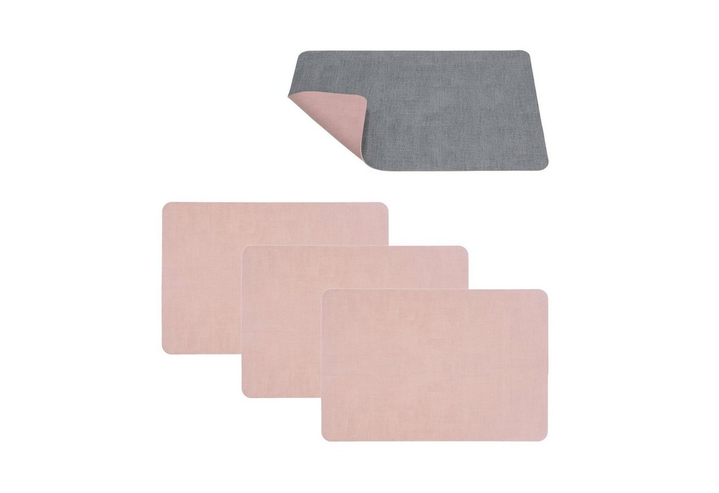 Platzset, Tischset 4 - teilig Grau/Rosa, HTI-Living, (Set, 4-St., 4 Platzdecken), Platzset Platzdecke von HTI-Living