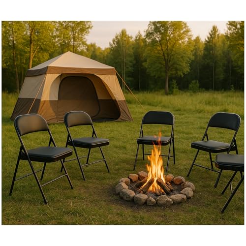 HTI living 4er Set Klappstühle mit Polsterung Metallgestell und PVC Bezug Gästestuhl Familienfeiern Firmenveranstaltungen von HTI living