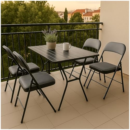 HTI living 4er Set Klappstühle mit Polsterung Metallgestell und Samtbezug Gästestuhl Familienfeiern Firmenveranstaltungen von HTI living