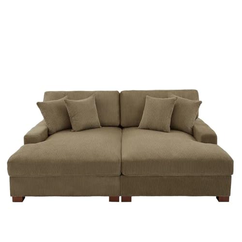 HTI living Couch Cord Sofa Justus Sofa Schlafsofa Lounge Braun von HTI living
