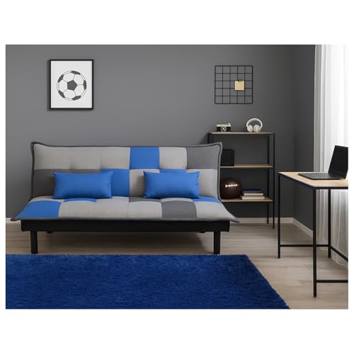 HTI living Couch Karo mit Schlaffunktion Blau Sofa Schlafsofa Funktionscouch von HTI living