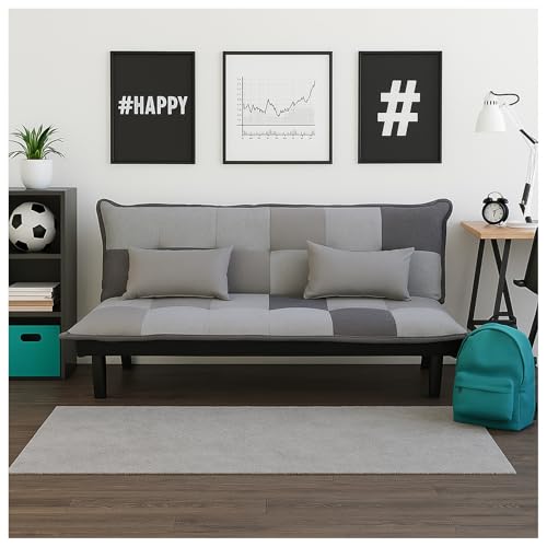 HTI living Couch Karo mit Schlaffunktion Grau Sofa Schlafsofa Funktionscouch von HTI living
