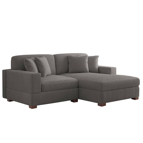 HTI living Ecksofa mit Ottomane Rechts Xenia Sofa Zweisitzer Hellgrau von HTI living