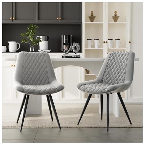 HTI living Esszimmerstuhl Astrid 2er-Set Kunstleder Grau Polsterstuhl Metallbeine von HTI living
