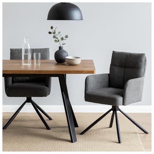 HTI living Esszimmerstuhl Kyra Anthrazit 2er-Set Drehstuhl Auto-Return von HTI living
