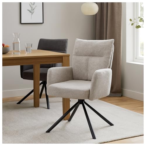 HTI living Esszimmerstuhl Kyra Beige 2er-Set Drehstuhl Auto-Return von HTI living