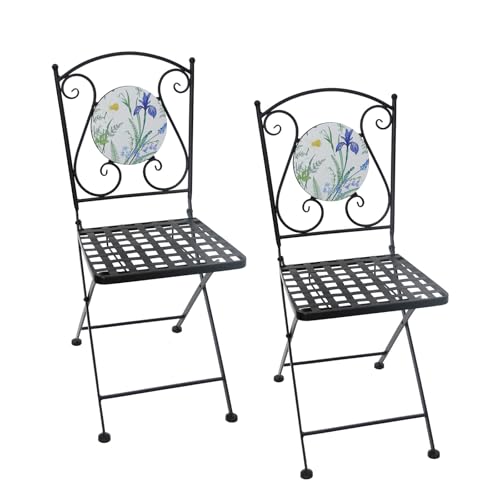 HTI living Gartenstühle 2 Stück Celia Lilie Balkonstühle Gartenstuhl Metallstühle von HTI living