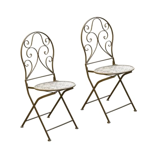 HTI living Gartenstuhl 2er-Set Lani Antik Metallstuhl nostalgisch Klappstuhl von HTI living