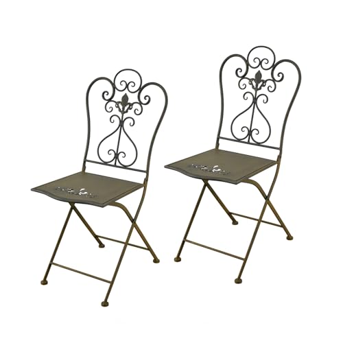 HTI living Gartenstuhl 2er Set Lily Braun Metallstuhl Klappstuhl von HTI living