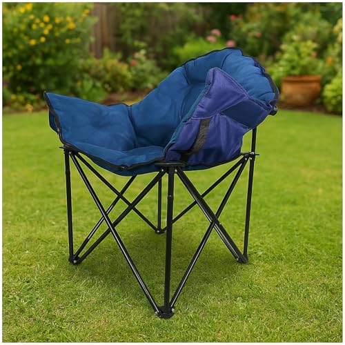 HTI living Klappbarer Komfortsessel mit weichem Velvet Bezug Campingstuhl Blaugrau von HTI living