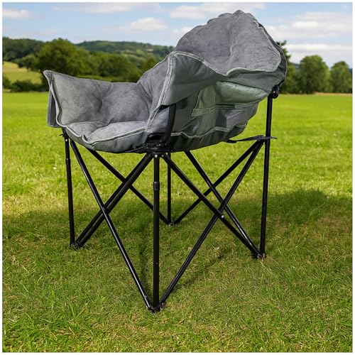 HTI living Klappbarer Komfortsessel mit weichem Velvet Bezug Campingstuhl Hellgrau von HTI living