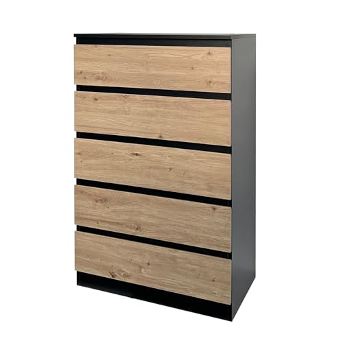 HTI living Kommode 5 Schubladen Thekla Schwarz-Artisaneiche Sideboard HTI living Kommode 5 Schubladen Thekla Schwarz-Artisaneiche Sideboard von HTI living