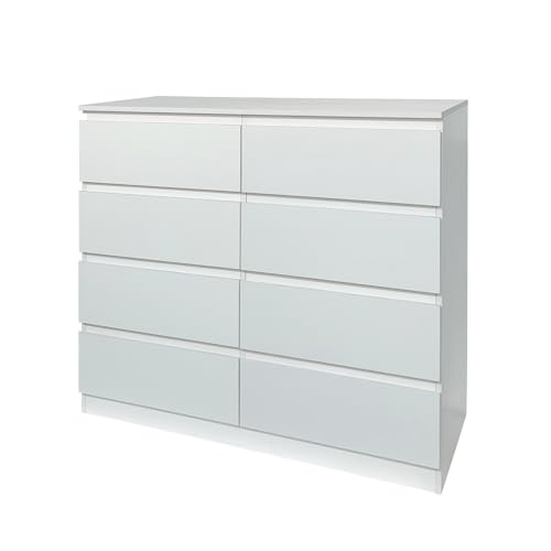HTI living Kommode 8 grifflose Schubladen Thekla Weiß Sideboard von HTI living