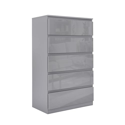 HTI living Kommode Kenji 5 Schubladen Hochglanz Sideboard Grau HTI living Kommode Kenji 5 Schubladen Hochglanz Sideboard Grau von HTI living