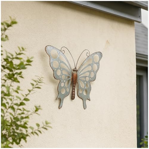 HTI living Metall Wanddekoration Schmetterling 44x35 cm dekorativ Vintage Look Gartenfigur Falter von HTI living