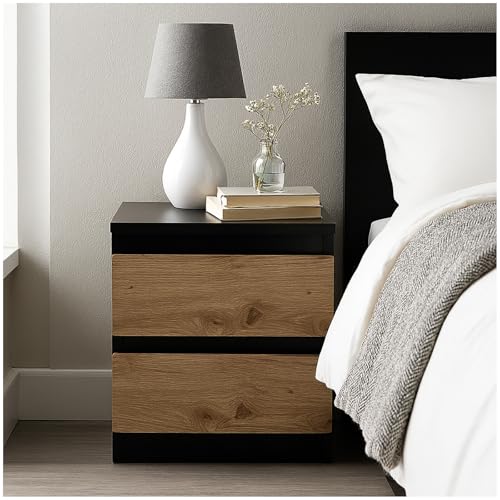HTI living Nachtkommode 2er Set Schwarz-Artisaneiche 2 grifflosen Schubladen Nachtschrank Nachttisch HTI living Nachtkommode 2er Set Schwarz-Artisaneiche 2 grifflosen Schubladen Nachtschrank Nachttisch von HTI living