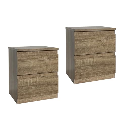 HTI living Nachtkommode 2 Schubladen Thekla Sonoma 2er-Set Nachtschrank Nachttisch von HTI living