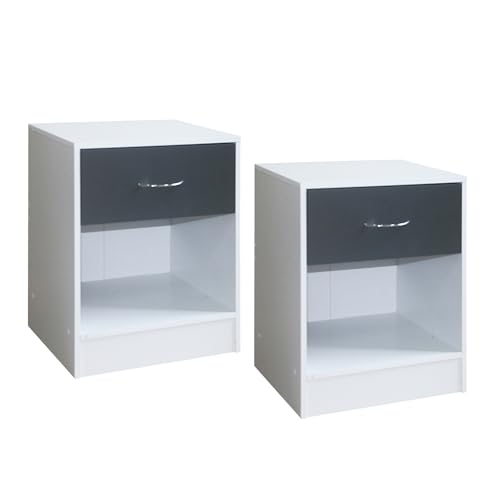 HTI living Nachtschrank 2er-Set Thekla 4050 Nachttisch Nachtkommode Weiß-Grau HTI living Nachtschrank 2er-Set Thekla 4050 Nachttisch Nachtkommode Weiß-Grau von HTI living