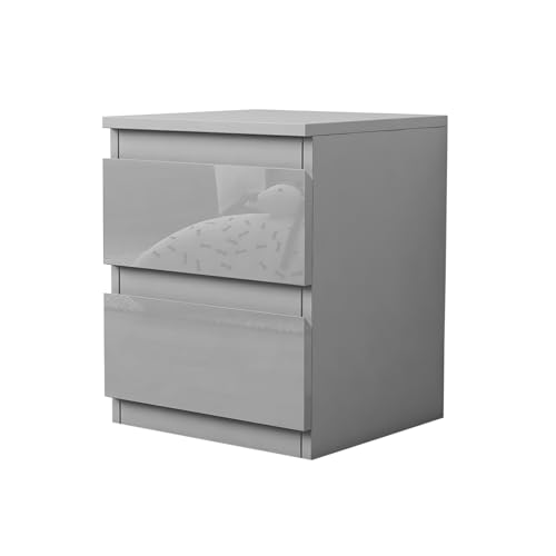 HTI living Nachtschrank Kenji Hochglanz Nachtkommode 2 Schubladen Grau HTI living Nachtschrank Kenji Hochglanz Nachtkommode 2 Schubladen Grau von HTI living