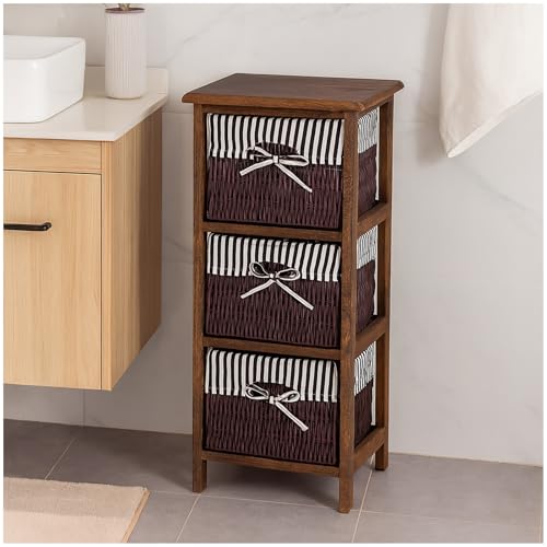 HTI living Praktisches Regal aus Paulowniaholz mit 3 Körben vielseitige Aufbewahrungslösung Badregal Schubladenkommode HTI living Praktisches Regal aus Paulowniaholz mit 3 Körben vielseitige Aufbewahrungslösung Badregal Schubladenkommode von HTI living