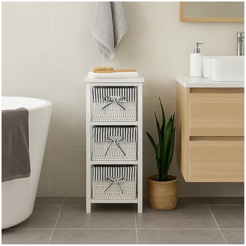 HTI living Praktisches Regal aus Paulowniaholz mit 3 Körben vielseitige Aufbewahrungslösung Badregal Schubladenkommode HTI living Praktisches Regal aus Paulowniaholz mit 3 Körben vielseitige Aufbewahrungslösung Badregal Schubladenkommode von HTI living