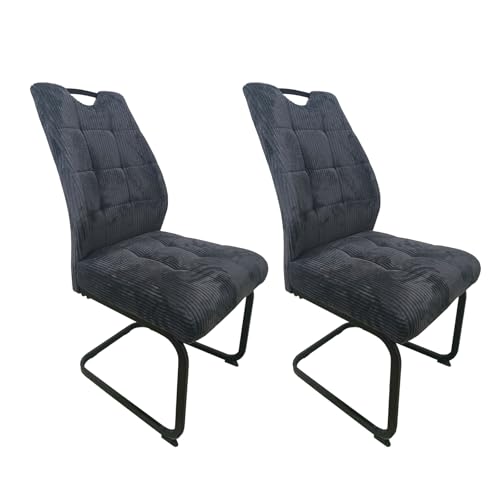 HTI living Schwingstuhl Marek Cord Dunkelgrau 2er-Set Esszimmerstuhl Freischwinger HTI living Schwingstuhl Marek Cord Dunkelgrau 2er-Set Esszimmerstuhl Freischwinger von HTI living