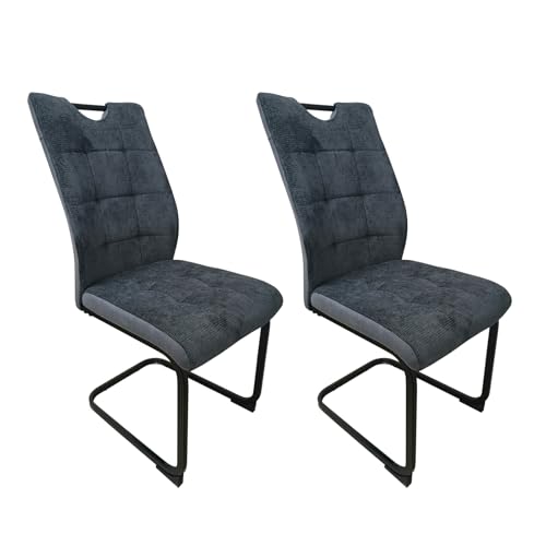 HTI living Schwingstuhl Mateo Grau 2er-Set Esszimmerstuhl Freischwinger von HTI living