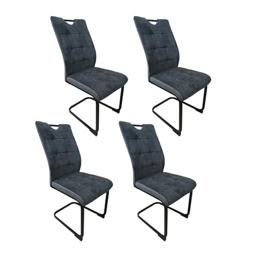 HTI living Schwingstuhl Mateo Grau 4er-Set Esszimmerstuhl Freischwinger von HTI living