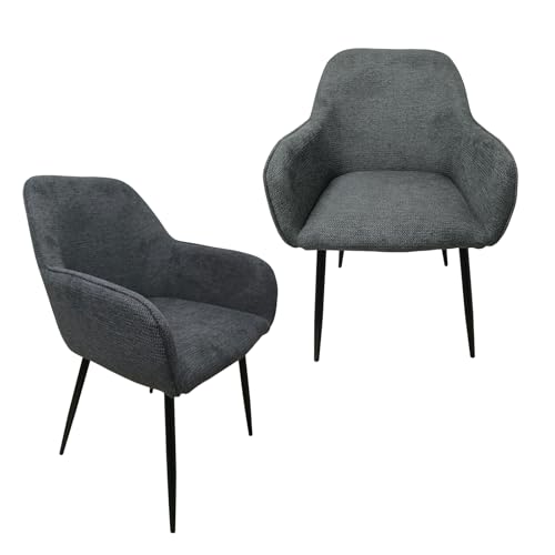 HTI living Stuhl Albany Waffle Grau 2er-Set Esszimmerstuhl Armlehnenstuhl Polsterstuhl von HTI living