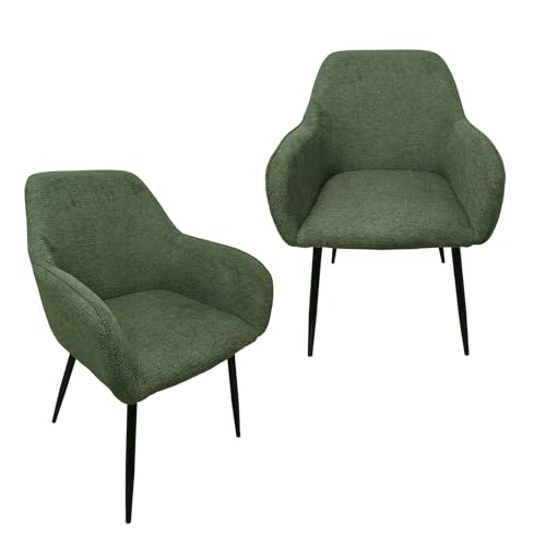 HTI living Stuhl Albany Waffle Grün 2er-Set Esszimmerstuhl Armlehnenstuhl Polsterstuhl von HTI living