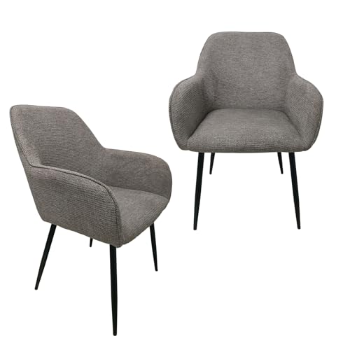HTI living Stuhl Albany Waffle Hellbraun 2er-Set Esszimmerstuhl Armlehnenstuhl Polsterstuhl von HTI living