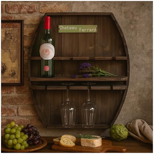 HTI living Wandbar im Weinfass-Design Weinbar, Likörbar und Grappabar Weinhalter Flaschenregal Regal Vintage von HTI living