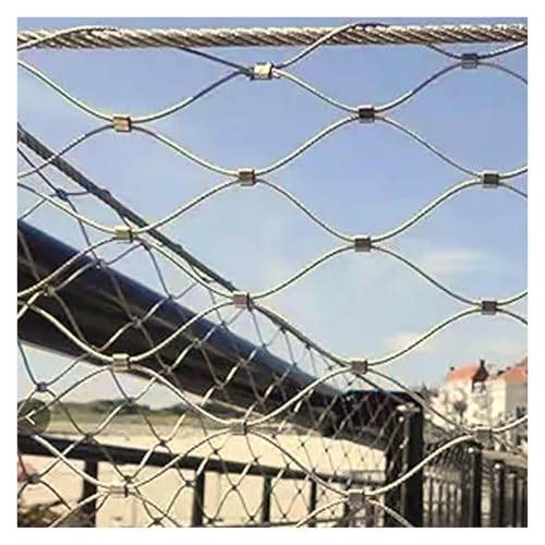 HTRDFWD Seilnetz aus Edelstahl 304, Flexibles Kabel, Balustrade-Netz, Absturzsicherungsnetz, Barrierezaun für Tiere und Geflügel in großer Höhe, 10 cm/1,5 mm, Sicherheitsnetz(1.2x1m/3.93x3.28ft) von HTRDFWD