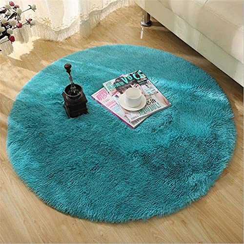 Flauschige Runde Teppich Teppiche für Wohnzimmer Dekor Kunstpelz Teppiche Kinderzimmer Lange Plüsch Teppiche für Schlafzimmer Hochflor Teppich Moderne Matten-Blau,140X140cm Flauschige Runde Teppich Teppiche für Wohnzimmer Dekor Kunstpelz Teppiche Kinderzimmer Lange Plüsch Teppiche für Schlafzimmer Hochflor Teppich Moderne Matten-Blau,140X140cm von HTRNDDFF