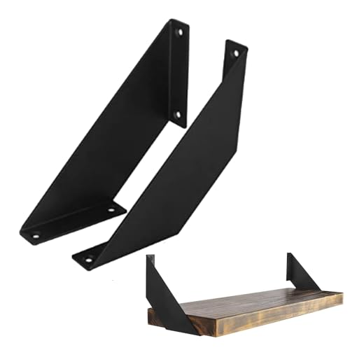 2 Stück Regalwinkel Schwarz, Regalhalterung Schwerlastträger 20cm, DIY Regalbodenträger Rechtwinkliges Design für Verschiedene Regalbretter geeignet von HTRTRR