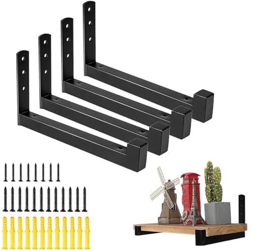 L-förmiger Hohlhalter schwarz 8-Zoll 4-teiliger, starker tragender rechtwinkliger Halter, passend für Wandschichtplattenhalterung Befestigungsvorrichtung L-förmiger Hohlhalter schwarz 8-Zoll 4-teiliger, starker tragender rechtwinkliger Halter, passend für Wandschichtplattenhalterung Befestigungsvorrichtung von HTRTRR
