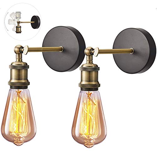 2 Stücke Retro Kupferkopf Innen Wandleuchte 180° Drehbare Industrieller Vintage Wandlampe E27 Halter für Loft Korridor Badezimmer Beleuchtung von HTRUIYATY