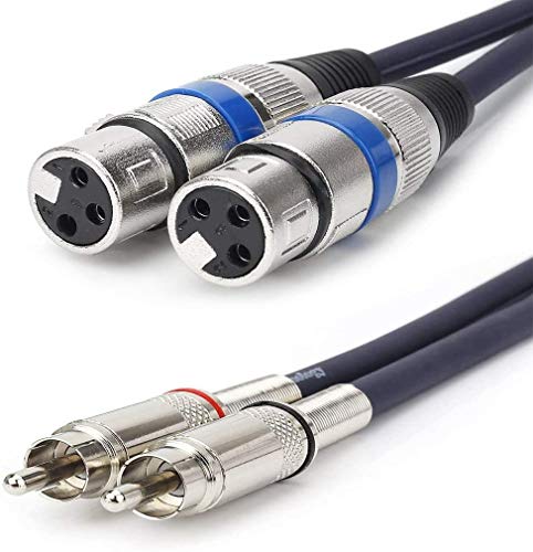 HTRUIYATY 2×XLR Weiblich Kable Auf 2×Cinch Kabel(RCA kable),Hochwertiger XLR-Stecker XLR Mikrofon XLR Patchkabel Leistungsverstärker(2m) von HTRUIYATY