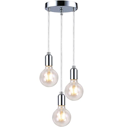 HTRUIYATY Pendelleuchte 3-Flammig E27 Hängeleuchte Vintage mit 1,2 Meter Verstellbarem Kabel Esszimmerlampe Hängeleuchte Cluster Pendelleuchte von HTRUIYATY