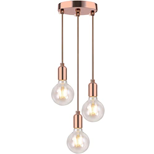 HTRUIYATY Pendelleuchte 3-Flammig E27 Hängeleuchte Vintage mit Verstellbarem Kabel Esszimmerlampe Hängeleuchte Cluster Pendelleuchte von HTRUIYATY