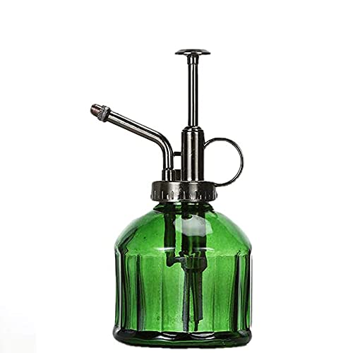 HTSM Glas Gießkanne Topf Vintage Pflanzen benebeln Messing Drucksprüher Retro Kürbis Sprühflasche Antik Kupfer Sprinkler Gartengeräte mit Pumpe Oben für Bonsai Blumen (Green) von HTSM