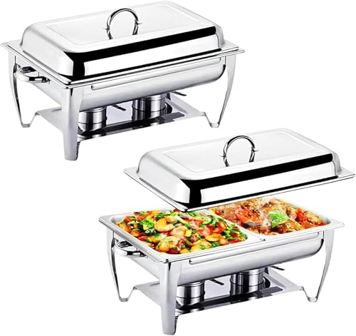 2Er-Pack Chafing Dishes Für Buffets, Chafing Dishes Aus Edelstahl, 2 Chafing Server Dishes In Halber Größe, 8 Quart Chafing Dish Buffet-Set Catering Chafing Warmer von HTTGDGDH