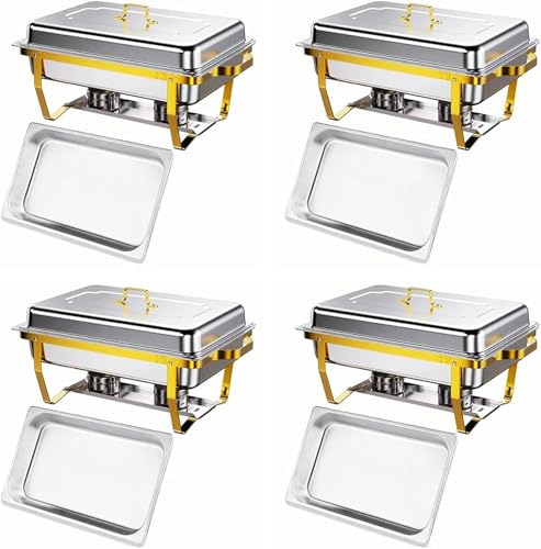 4Er-Pack Chafing Dishes Für Buffets, 8Qt Chafing Dish Buffet-Set, Chafing Dishes Und Buffetwärmer-Tablett-Sets Aus Edelstahl, Speisenwärmer Für Partys, Hochzeitscatering von HTTGDGDH