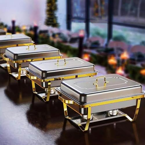 4Er-Set Chafing Dishes Aus Edelstahl In Voller Größe, Buffet-Set, Rechteckiges Catering-Chafing-Dish-Wärmer-Set, Speisenwärmer Für Küchenpartys, Bankett-Essen von HTTGDGDH